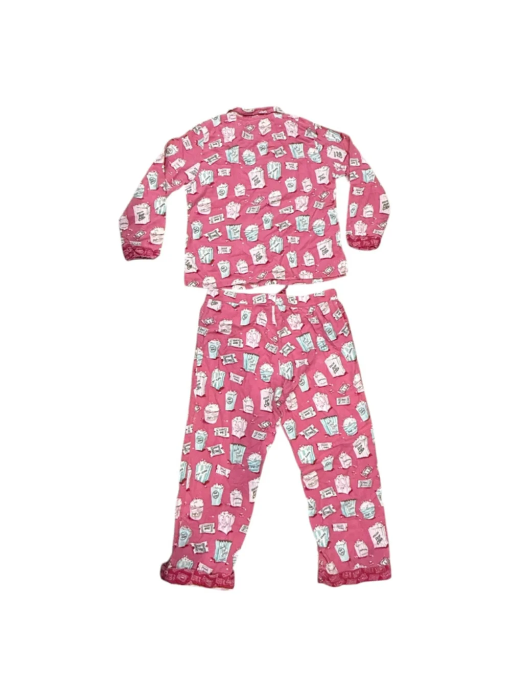 Munki Munki Women’s Popcorn Movie Night Pajama Set Pink Size Large
